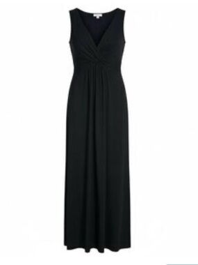 Chico's Black Sleeveless Wrap Front Maxi Dress Sz L Knit Midi Maxi Spring